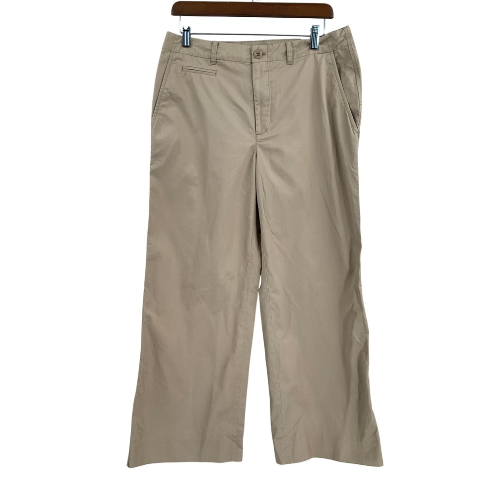 Lauren Ralph Lauren Tan Khaki Wide Leg Crop Pants Cotton Trousers Womens Sz 8